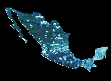 map of Mexico with moving water image and black backgroundの写真素材