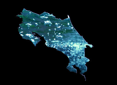 map of Costa Rica with moving water image and black backgroundの写真素材