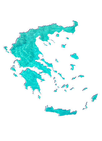 map of Greece with water reflection image in aquamarine color and white backgroundの写真素材