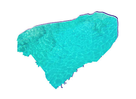 map of Yucatan state with water reflection image in aquamarine color and white background