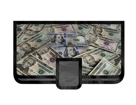 illustration of a wallet for women in black with american dollar money image