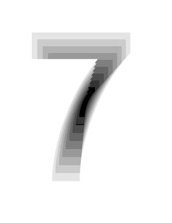 illustration with the design of the number 7 with gradient gray colors and depth effect