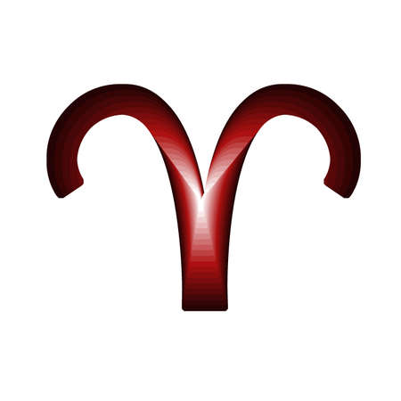 zodiac sign of aries in red gradient colors with white backgroundの写真素材