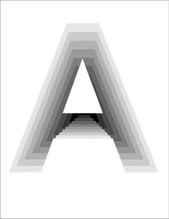 illustration with the design of the letter A with gradient gray colors and depth effect