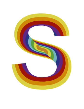 illustration with the design of the letter S with the colors of the rainbow and depth effectの写真素材