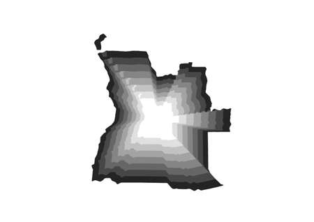layered digital illustration of Angola map in gray gradient colors and white backgroundの写真素材