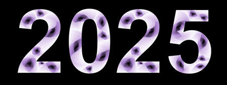 number 2025 in abstract style in purple gradient colors on black background