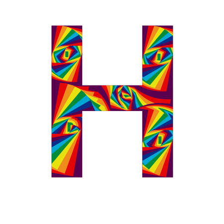 letter H in abstract style with rainbow colors and spiral effectsの写真素材