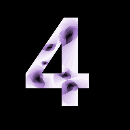 number 4 in abstract style with purple gradient colors and spiral effectsの写真素材