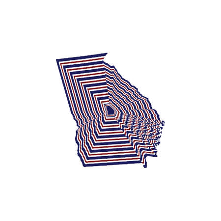 abstract style illustration of Georgia State map with lines in red, blue and white colorsの写真素材
