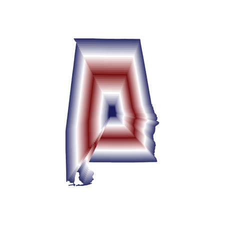 illustration with optical blur effect of the Alabama State map with red, blue and white color gradientsの写真素材