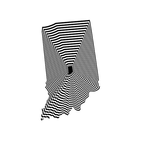abstract style illustration of Indiana State map with black and white linesの写真素材