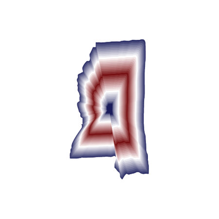 illustration with optical blur effect of the Mississippi State map with red, blue and white color gradientsの写真素材
