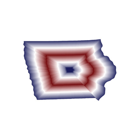 illustration with optical blur effect of the Iowa State map with red, blue and white color gradientsの写真素材