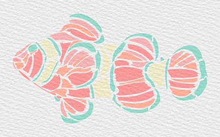 abstract stylish illustration simulating paint strokes forming the silhouette of a clownfishの写真素材