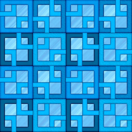 digital illustration of square pattern in blue colors with stained glass style