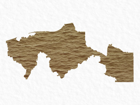 silhouette of the State of Tabasco filled with muddy water in brown colorの写真素材