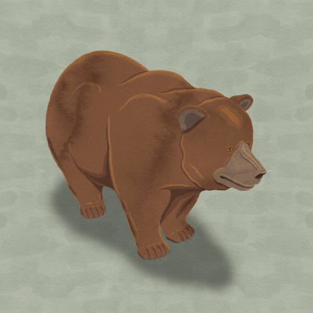 digital illustration of a brown bear with paint textureの写真素材