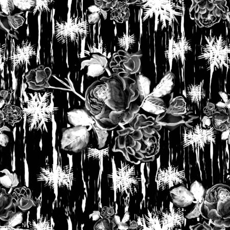 floral geometric brush seamless printの写真素材