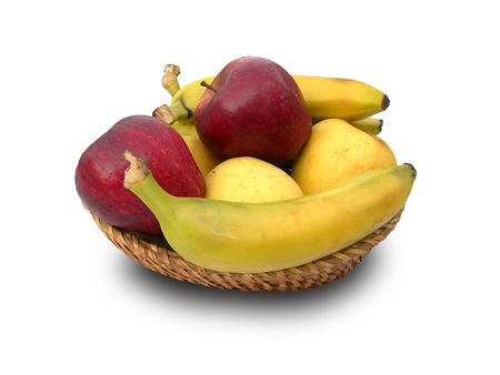 Bananas and yellow and red apples are shown in the picture.        の写真素材
