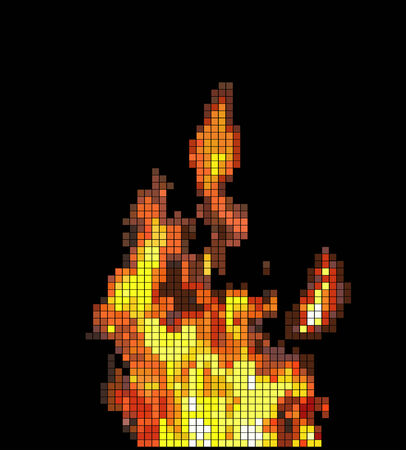 Flames of fire on a black background is shown in the image.のイラスト素材