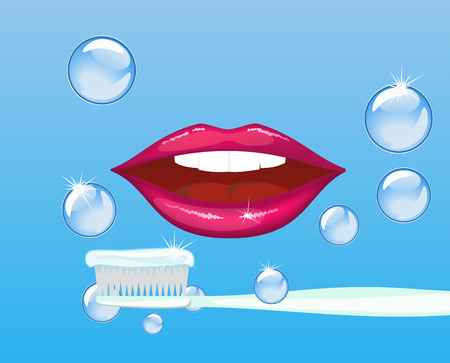 The human mouth and tooth paste are shown in the pictureのイラスト素材