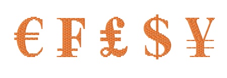 Stylized currency symbols are shown in the picture.のイラスト素材