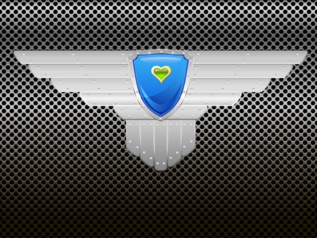 Shield on the metal lattice is shown in the picture.のイラスト素材