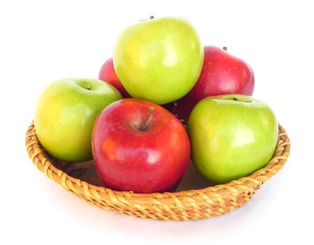 Green and red apples are shown in the picture.の写真素材