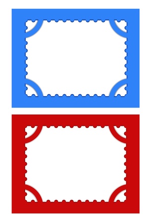 Postage stamps with perforations on different backgrounds are shown in the image.のイラスト素材