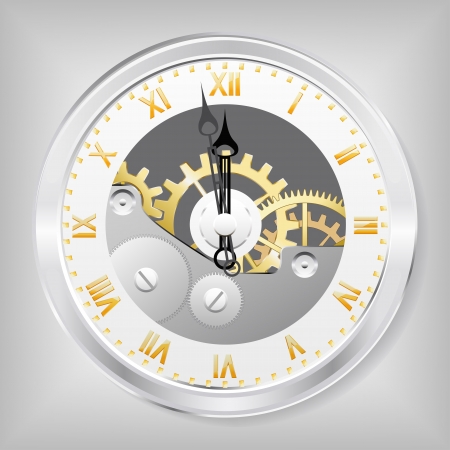 Clock-skeleton with golden figures is shown in the image.のイラスト素材