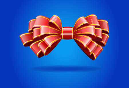 Bow made of shiny red ribbon is shown in the image.のイラスト素材