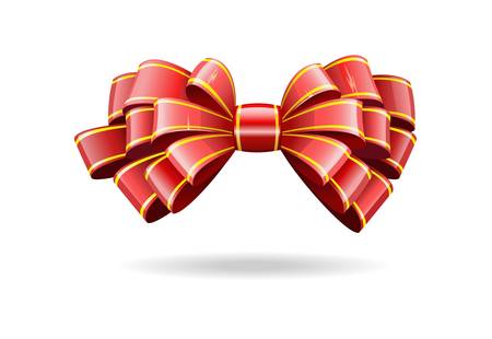Bow made of shiny red ribbon is shown in the image.のイラスト素材