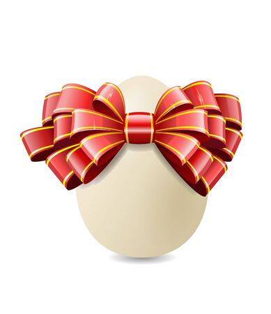 Chicken egg and red bow are shown in the image.のイラスト素材