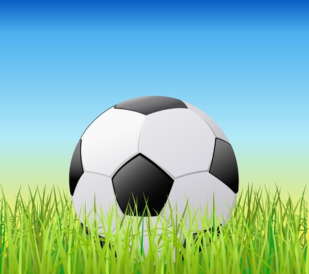 Soccer ball on green grass is shown in the image.のイラスト素材