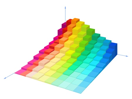 Volumetric multi-colored diagram on a white background is shown in the picture.のイラスト素材