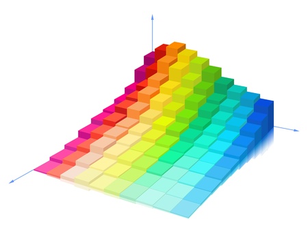 Volumetric multi-colored diagram on a white background is shown in the picture.のイラスト素材