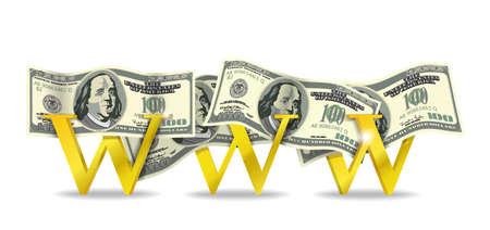 Web and bills are shown in the image のイラスト素材