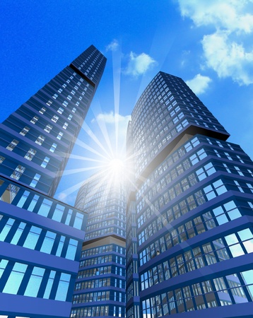 Sunny skies in the cityの写真素材
