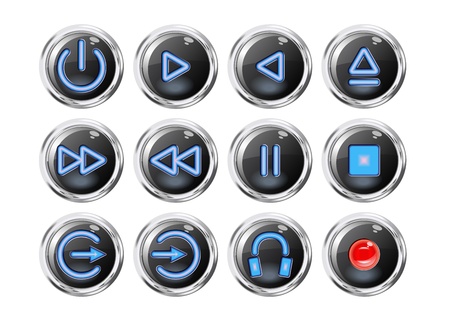 Buttons with icons are on white background.の写真素材