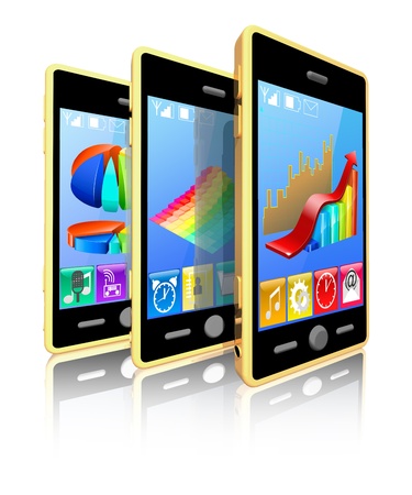 Business phones on the white background are shown in the image.の写真素材