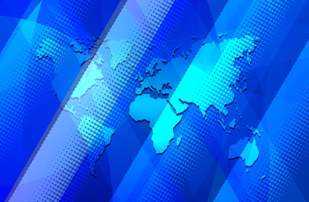 Abstract background with earth map and various curves.のイラスト素材