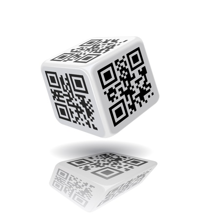 QR-code cube is on the white background のイラスト素材