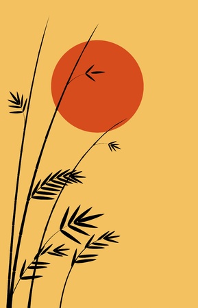 Sunset and bamboo のイラスト素材
