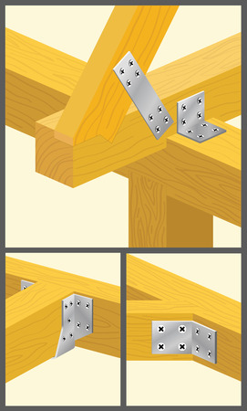 Wooden bars, logs, beams and rafters are shown on a frames.のイラスト素材