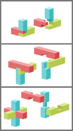 Toy bars and timbers are shown on white background.のイラスト素材