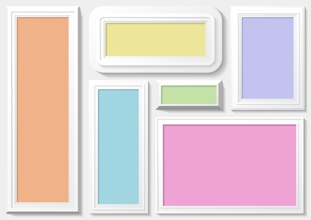 Frames with white planks and colorful background.のイラスト素材