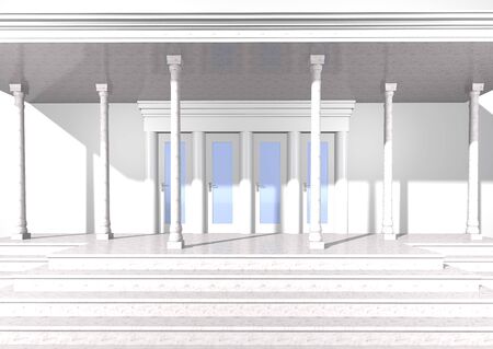 Front door to the building, marble columns, stairs.の写真素材