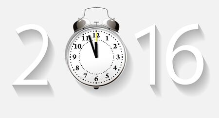 Numbers in 2016, and the clock on a white background are shown in the image.