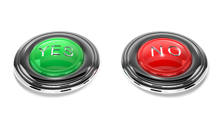 Green button yes and red button no are on white background.
